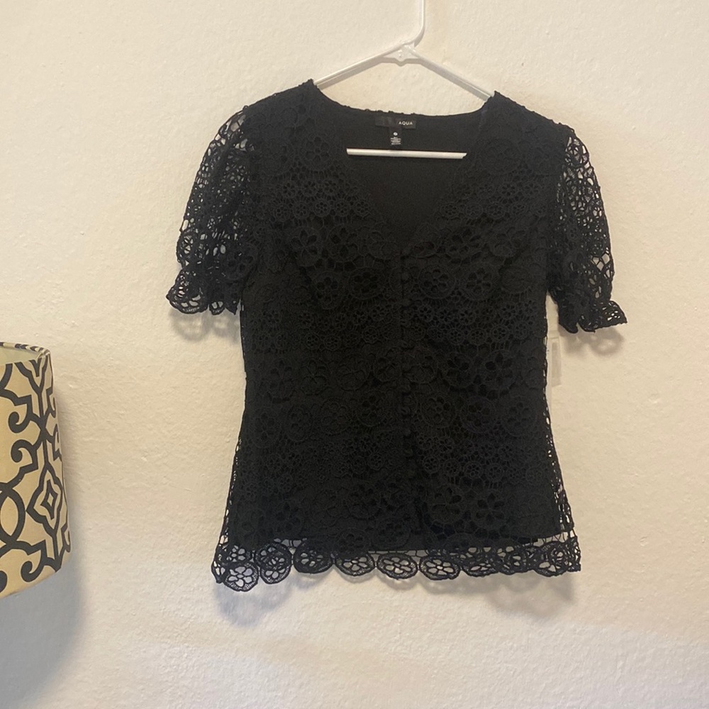 Aqua Black Lace Blouse
